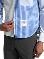 Multi-Pinstriped Poplin Zip Shirt