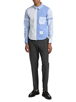 Multi-Pinstriped Poplin Zip Shirt