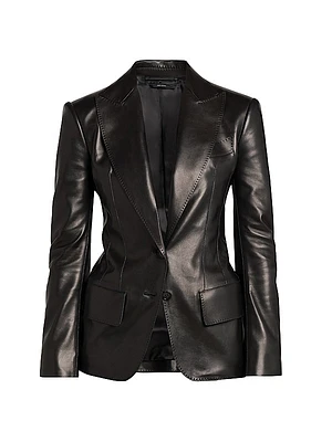 Leather Peak Lapel Jacket