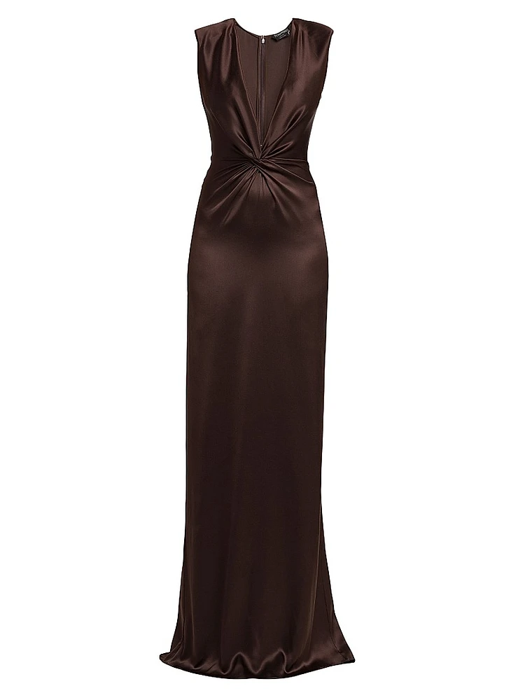 Satin Silk Twist Column Gown