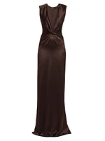 Satin Silk Twist Column Gown