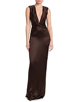 Satin Silk Twist Column Gown