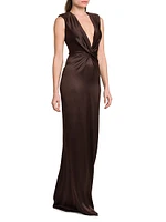 Satin Silk Twist Column Gown