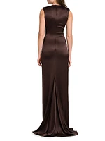 Satin Silk Twist Column Gown