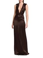 Satin Silk Twist Column Gown