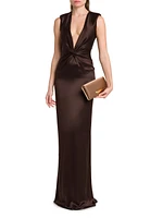Satin Silk Twist Column Gown