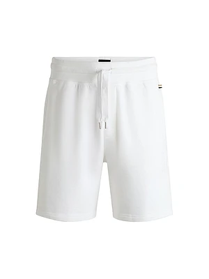 Cotton-Terry Shorts with Outline Logo Embroidery
