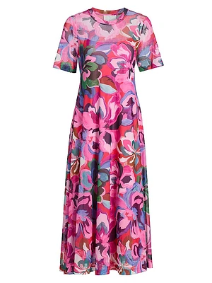 Mesh Floral T-Shirt Dress