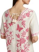 Printed Linen V-Neck Blouse