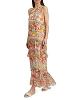 Karina Floral Silk Tiered Maxi Dress