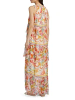Karina Floral Silk Tiered Maxi Dress