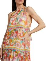 Karina Floral Silk Tiered Maxi Dress