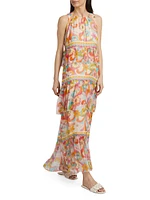 Karina Floral Silk Tiered Maxi Dress