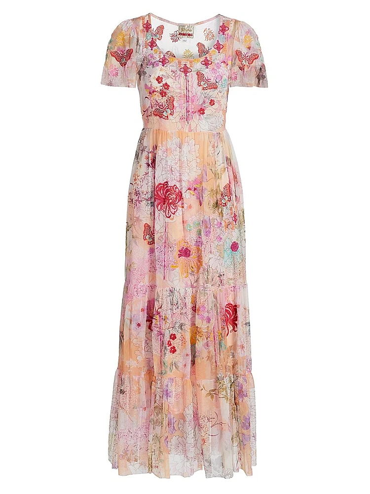 Valentina Floral Mesh Maxi Dress
