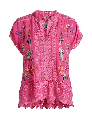 Astrud Floral Embroidered Cotton Blouse