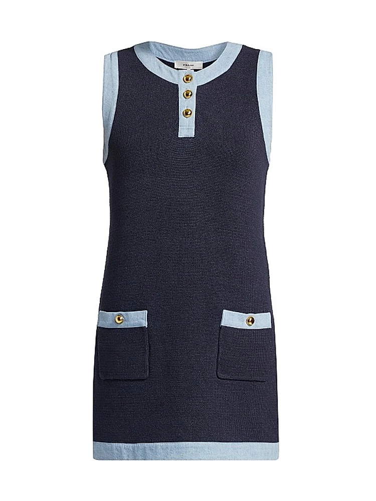 The Mixed Wool-Blend Sleeveless Shift Dress