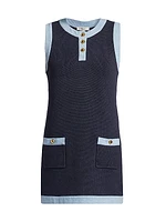 The Mixed Wool-Blend Sleeveless Shift Dress
