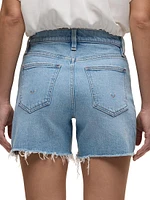 Devon Distressed Denim High-Rise Boyfriend Shorts