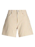 Kaia Striped Stretch Cotton-Blend Shorts