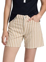 Kaia Striped Stretch Cotton-Blend Shorts