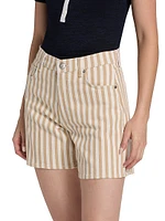 Kaia Striped Stretch Cotton-Blend Shorts
