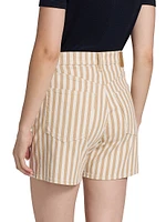 Kaia Striped Stretch Cotton-Blend Shorts