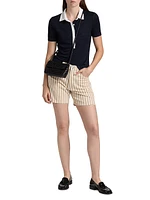 Kaia Striped Stretch Cotton-Blend Shorts