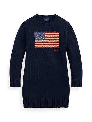 Girl's Flag Intarsia Sweater Dress