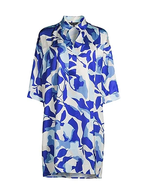 Floral Crepe de Chine Shirt Dress