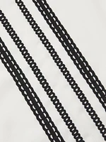 Ribbon Trim Crepe Blouse