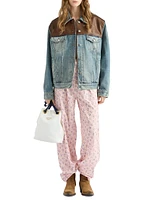 Denim and Leather Blouson Jacket