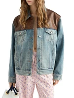 Denim and Leather Blouson Jacket