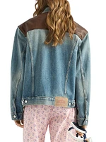 Denim and Leather Blouson Jacket
