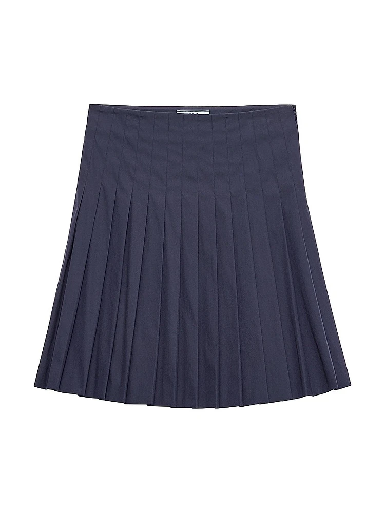 Pleated Poplin Mini Skirt