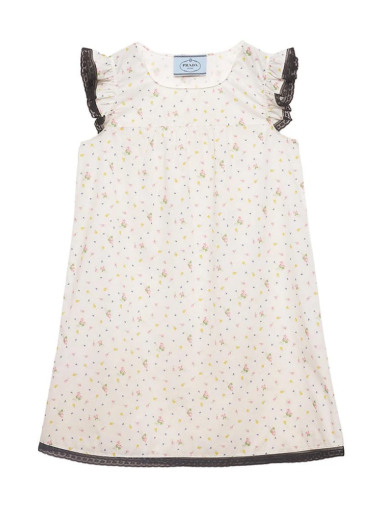 Floral Print Cotton Batiste Mini-Dress