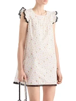 Floral Print Cotton Batiste Mini-Dress
