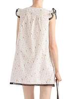Floral Print Cotton Batiste Mini-Dress