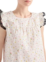 Floral Print Cotton Batiste Mini-Dress