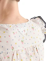 Floral Print Cotton Batiste Mini-Dress