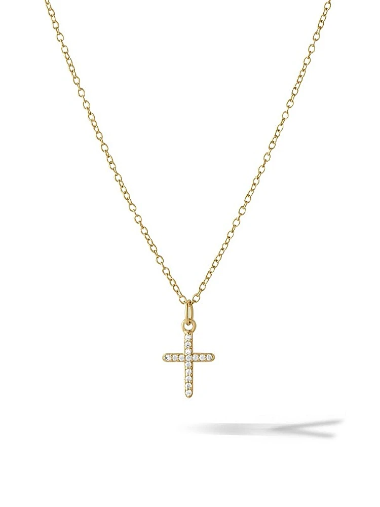 Gold Pavé Cross Necklace