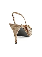 85MM Horsebit GG Canvas Slingback Pumps