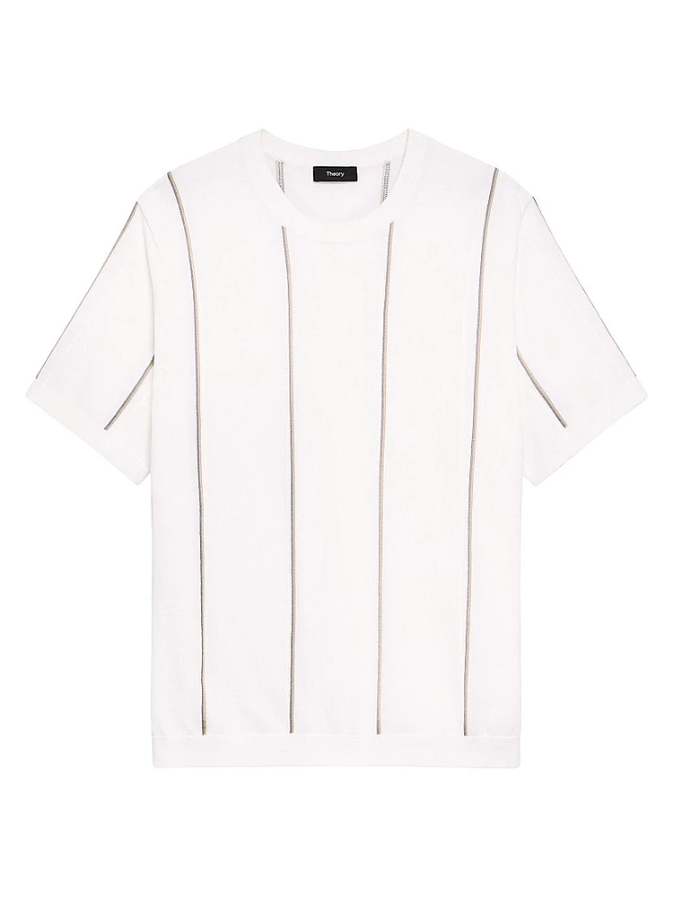 Striped Fine-Knit Cotton Crewneck T-Shirt