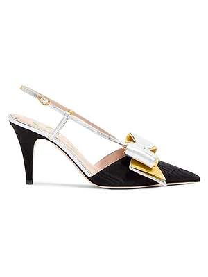 Bowow Slingback 85MM Pumps Moirè Fabric