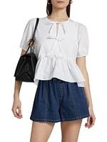 Mare Tie-Front Peplum Top