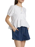 Mare Tie-Front Peplum Top