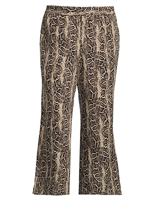Riley Python-Print Wide-Leg Pants