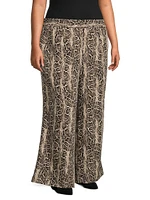Riley Python-Print Wide-Leg Pants