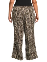 Riley Python-Print Wide-Leg Pants