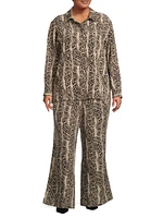 Riley Python-Print Wide-Leg Pants