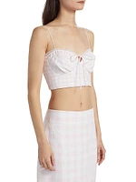 Amorana Checked Linen Crop Top